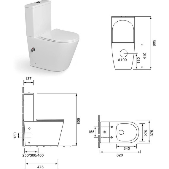 Унитаз-биде безободковый SantiLine SL-5014SM-BD с тонкой крышкой микролифт (с арматурой Geberit) фото 5