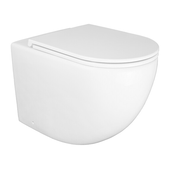 Унитаз приставной безободковый Azario Grado AZ-2141D-UQ1 с тонкой крышкой микролифт (система смыва Торнадо) фото 5