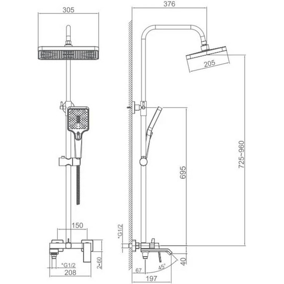 Душевая стойка Haiba HB24575 - 2 Душевая стойка Haiba HB24575 фото 2
