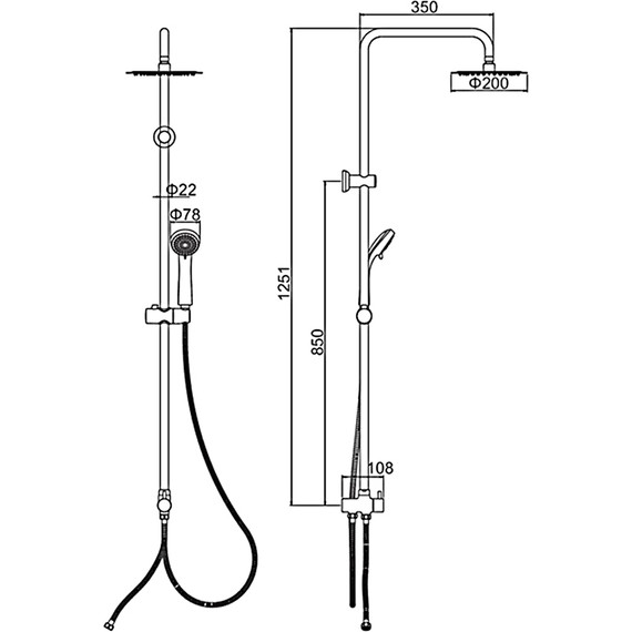 Душевая стойка Ledeme L72400, нержавеющая сталь - 2 Душевая стойка Ledeme L72400, нержавеющая сталь фото 2