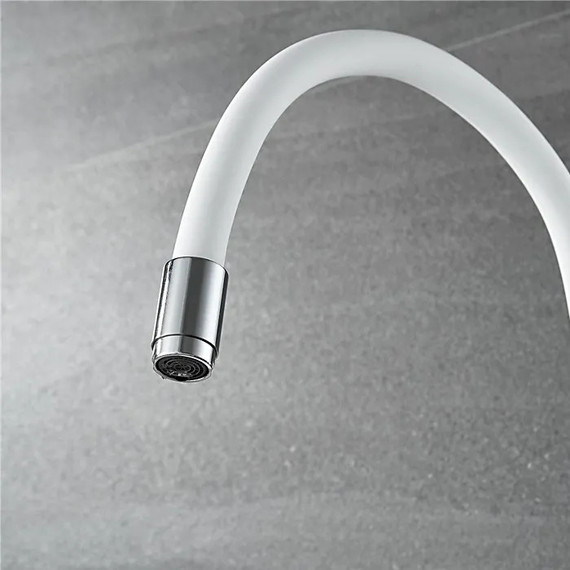 Смеситель для кухни Ledeme L4898-3, хром/белый фото 5