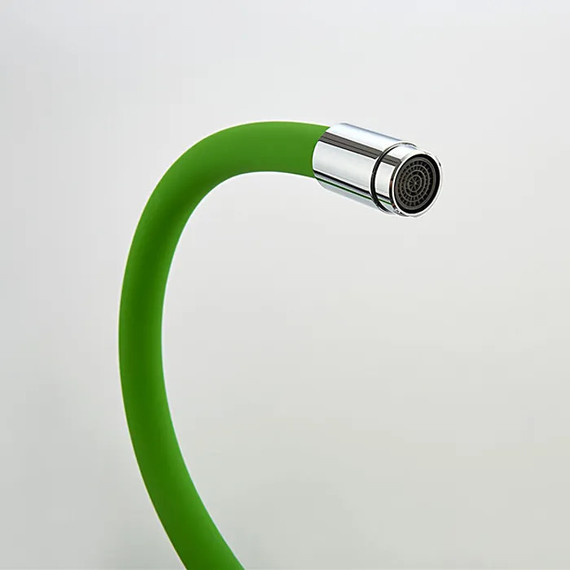 Смеситель для кухни Ledeme L4898-5, хром/зелёный фото 3