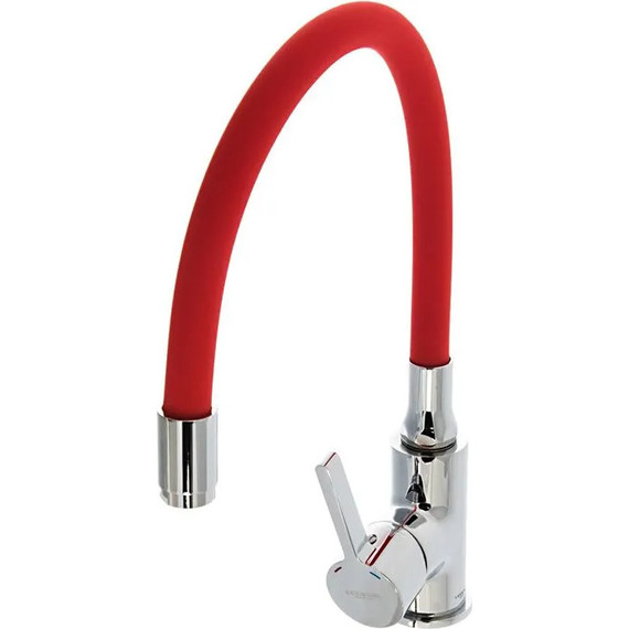 Смеситель для кухни Ledeme L4898-1, хром/красный фото 4