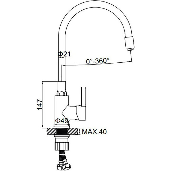 Смеситель для кухни Ledeme L4898-2, хром/чёрный фото 5