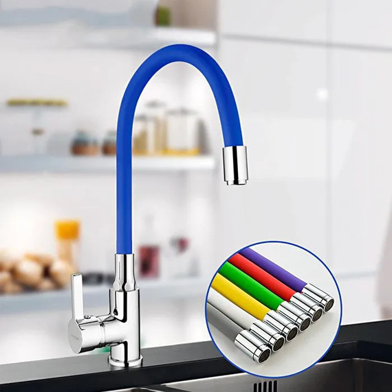 Смеситель для кухни Ledeme L4898-6, хром/синий фото 5