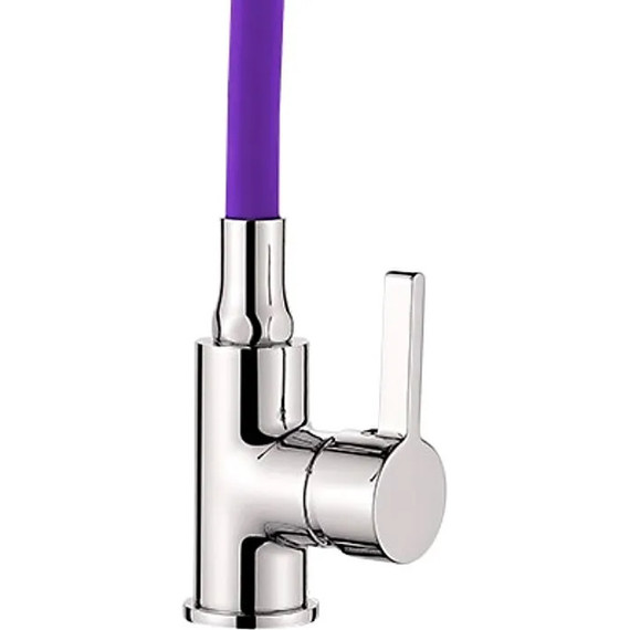 Смеситель для кухни Ledeme L4898-8, хром/фиолетовый фото 2