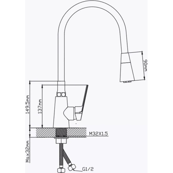 Смеситель для кухни Potato P41167-6, чёрный матовый фото 2