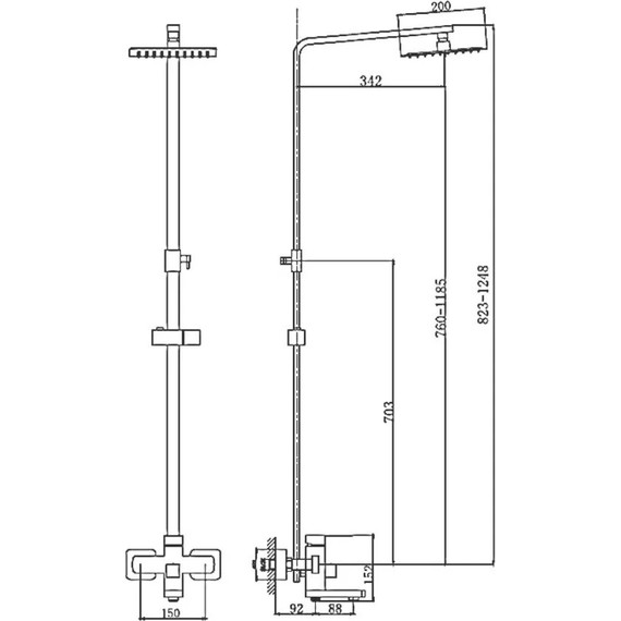 Душевая стойка Haiba HB23803-7, чёрный матовый - 10 Душевая стойка Haiba HB23803-7, чёрный матовый фото 10