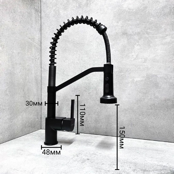 Смеситель для кухни Haiba HB73826-7, чёрный фото 10