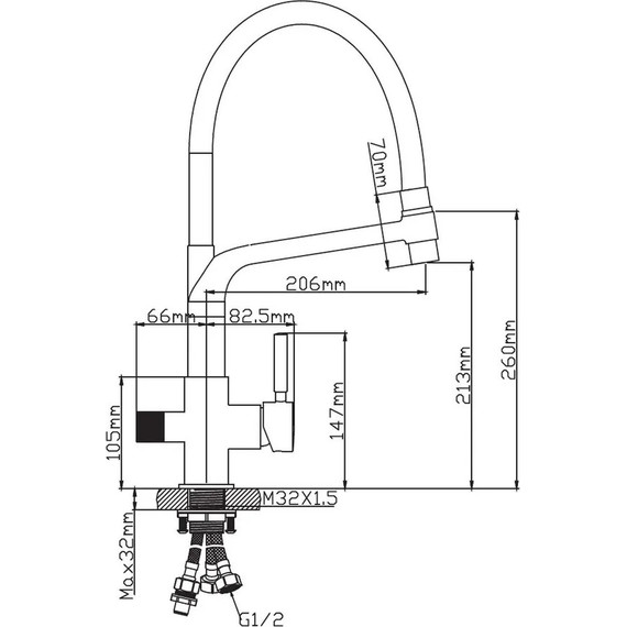 Смеситель для кухни Diadonna D49-19028BL, чёрный, Цвет производителя: чёрный - 7 Смеситель для кухни Diadonna D49-19028BL, чёрный, Цвет производителя: чёрный фото 7