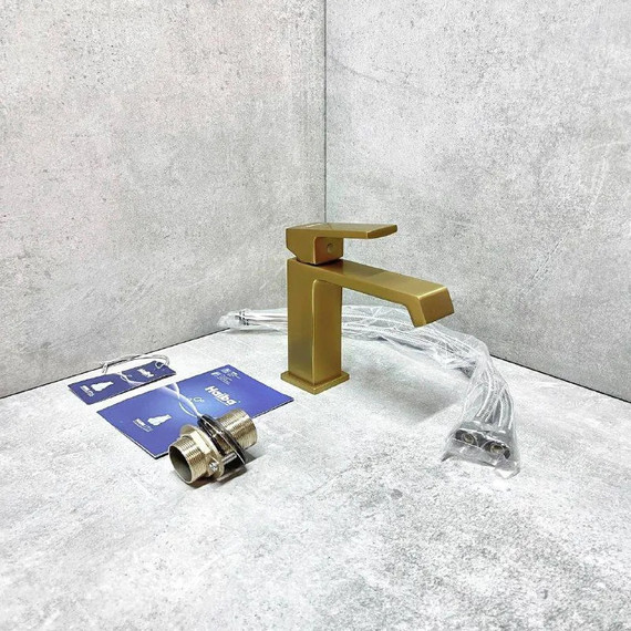 Смеситель для раковины Haiba HB10575-5, золото фото 3