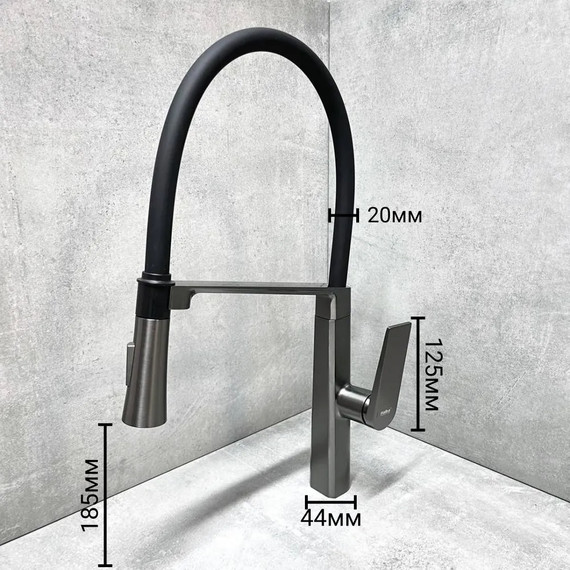 Смеситель для кухни Haiba HB73827-3, оружейная сталь фото 9