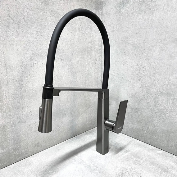 Смеситель для кухни Haiba HB73827-3, оружейная сталь фото 3