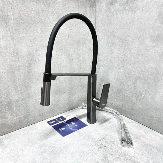 Смеситель для кухни Haiba HB73827-3, оружейная сталь фото 4