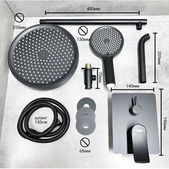 Душевая система для ванны Haiba HB80553-7, чёрный фото 9