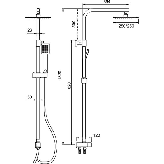 Душевая стойка Ledeme L72400-1, нержавеющая сталь - 2 Душевая стойка Ledeme L72400-1, нержавеющая сталь фото 2