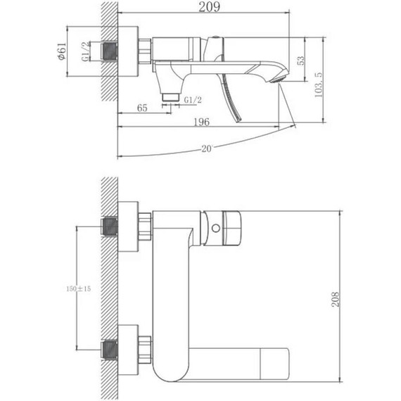 Смеситель для ванны Haiba HB60553 фото 2