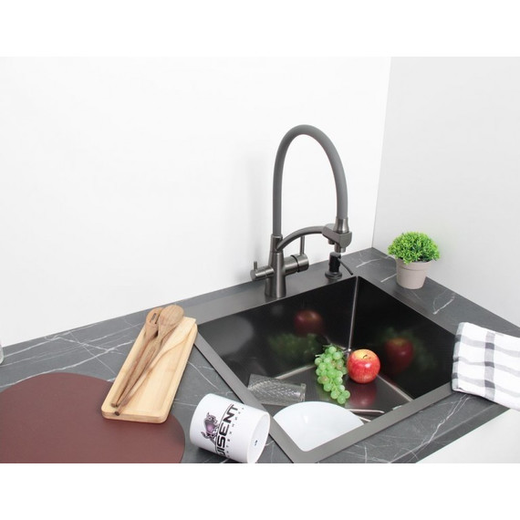 Смеситель для кухни Ledeme L4855D-12, оружейная сталь фото 4