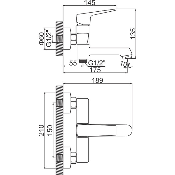 Смеситель для ванны Ledeme L3181B, чёрный фото 2