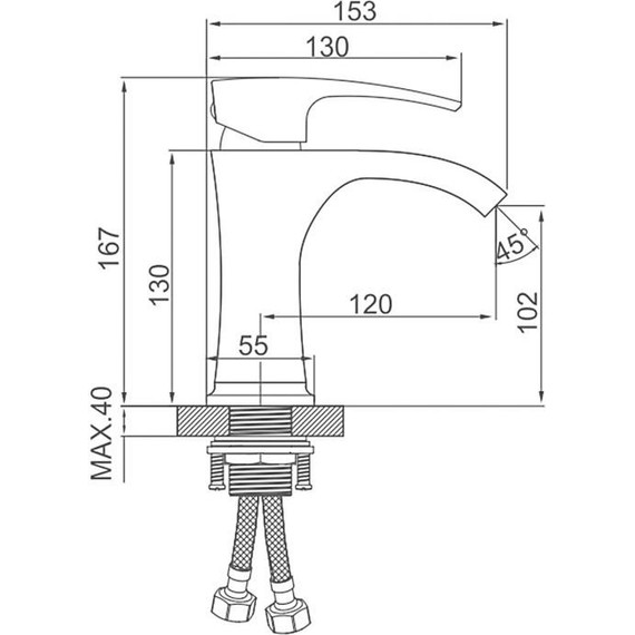 Смеситель для раковины Gerhans K11014B-7, чёрный, Цвет производителя: чёрный фото 2
