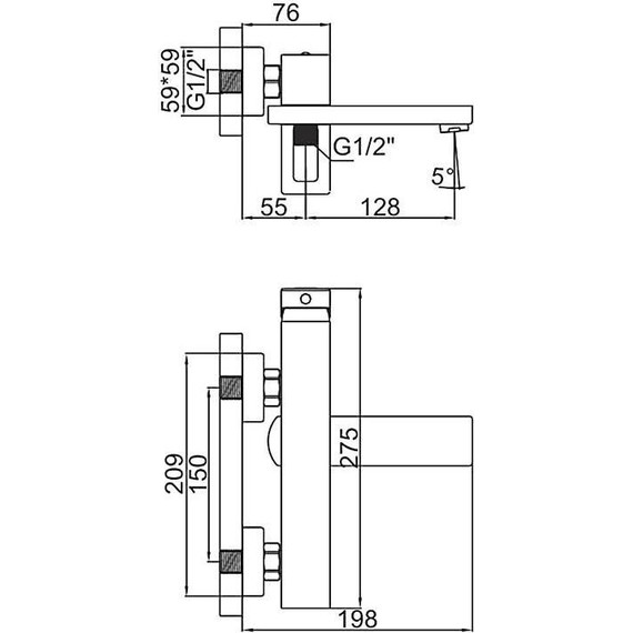 Смеситель для ванны Gerhans K13027B, чёрный, Цвет производителя: чёрный фото 2
