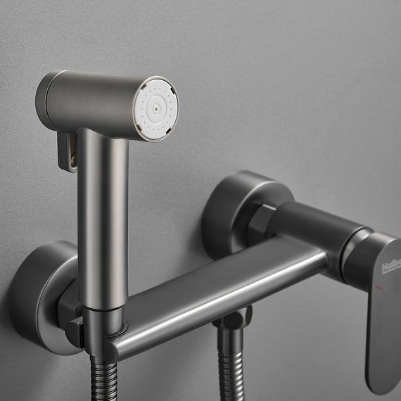 Набор для гигиенического душа Haiba HB5516-3, оружейная сталь - 2 Набор для гигиенического душа Haiba HB5516-3, оружейная сталь фото 2