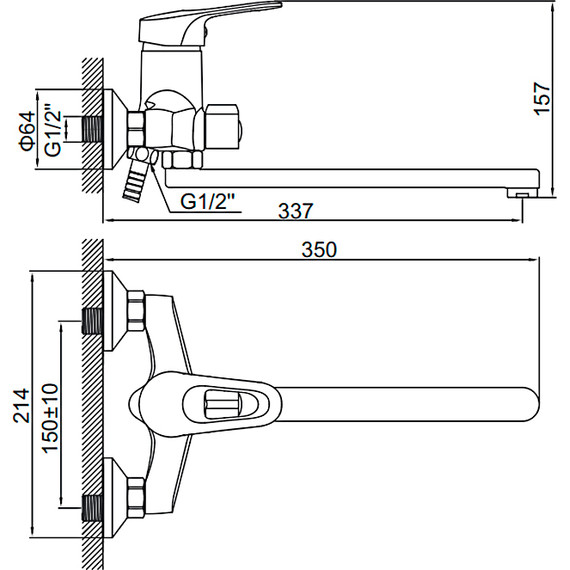 Смеситель для ванны Ledeme L2268B фото 2