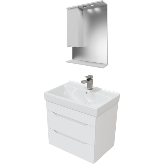 Комплект мебели Mirsant Soho Quadro 60/2 см c доводчиком (тумба + зеркало) фото 