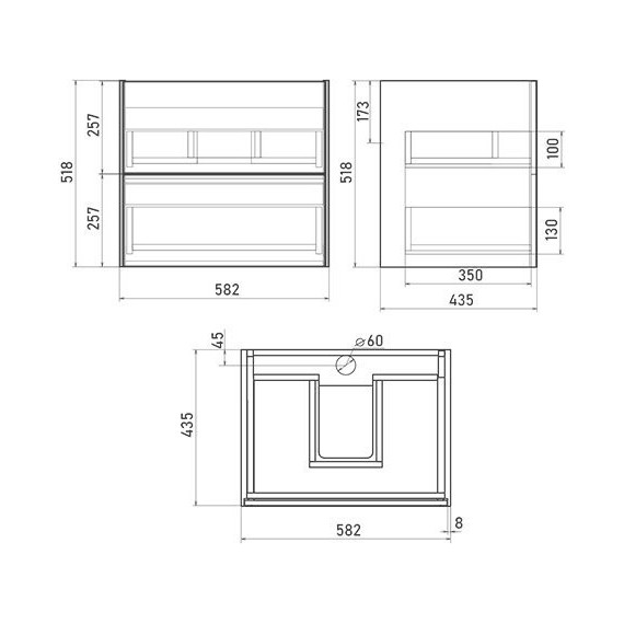Тумба подвесная с раковиной Mirsant Ultra 60 см (раковина Next 60), белый матовый фото 7