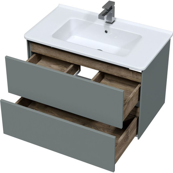 Тумба подвесная с раковиной Mirsant Ultra 80 см (раковина Next 80), серый матовый - 3 Тумба подвесная с раковиной Mirsant Ultra 80 см (раковина Next 80), серый матовый фото 3