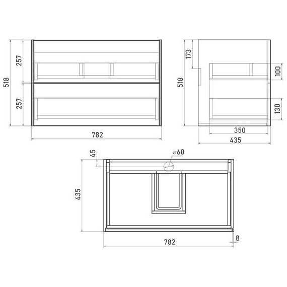 Тумба подвесная с раковиной Mirsant Ultra 80 см (раковина Premier 80), серый матовый фото 5