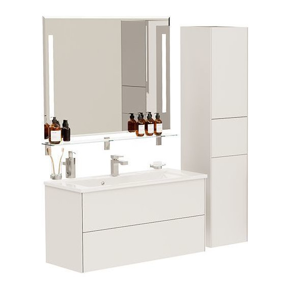 Тумба подвесная с раковиной Mirsant Ultra 100 см (раковина Next 100), белый матовый фото 7