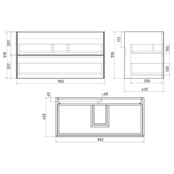 Тумба подвесная с раковиной Mirsant Ultra 100 см (раковина Next 100), серый матовый фото 5