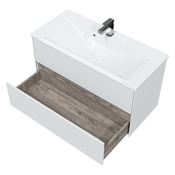 Тумба подвесная с раковиной Mirsant Ultra 100 см (раковина Premier 100), белый глянцевый - 3 Тумба подвесная с раковиной Mirsant Ultra 100 см (раковина Premier 100), белый глянцевый фото 3