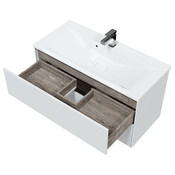 Тумба подвесная с раковиной Mirsant Ultra 100 см (раковина Premier 100), белый глянцевый - 4 Тумба подвесная с раковиной Mirsant Ultra 100 см (раковина Premier 100), белый глянцевый фото 4