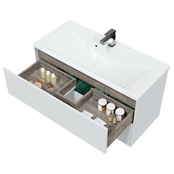 Тумба подвесная с раковиной Mirsant Ultra 100 см (раковина Premier 100), белый глянцевый - 6 Тумба подвесная с раковиной Mirsant Ultra 100 см (раковина Premier 100), белый глянцевый фото 6