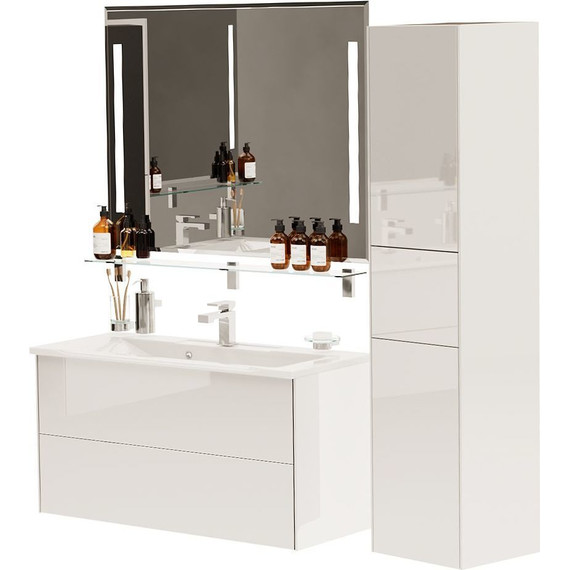 Тумба подвесная с раковиной Mirsant Ultra 100 см (раковина Premier 100), белый глянцевый - 7 Тумба подвесная с раковиной Mirsant Ultra 100 см (раковина Premier 100), белый глянцевый фото 7