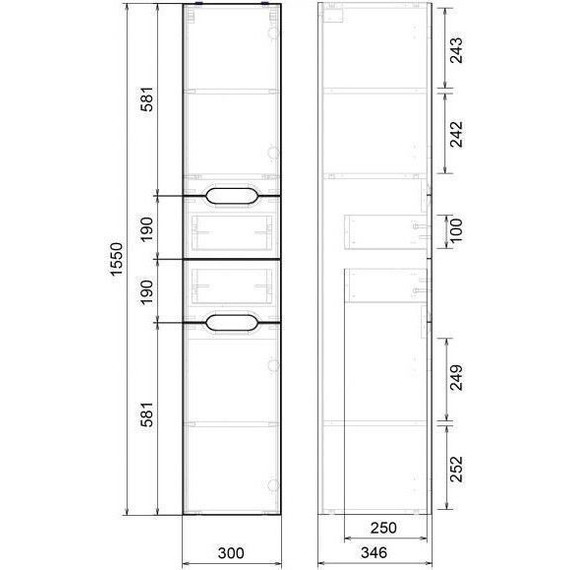 Комплект мебели Mirsant Soho Quadro 80/2 см c доводчиком (тумба + зеркало + пенал) - 12 Комплект мебели Mirsant Soho Quadro 80/2 см c доводчиком (тумба + зеркало + пенал) фото 12