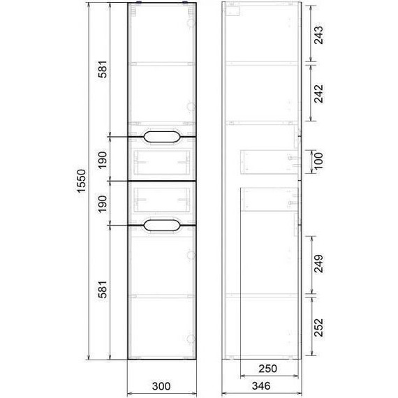 Комплект мебели Mirsant Soho Quadro 60/2 см c доводчиком (тумба + зеркало + пенал) - 9 Комплект мебели Mirsant Soho Quadro 60/2 см c доводчиком (тумба + зеркало + пенал) фото 9