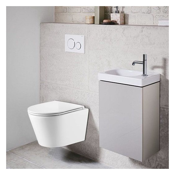 Инсталляция с подвесным унитазом комплект:  Grohe Rapid SL с подвесным безободковым унитазом Azario Fonti AZ-402W сиденье микролифт, крепление, кнопка смыва графит глянцевый, Цвет производителя: графит глянцевый фото 8