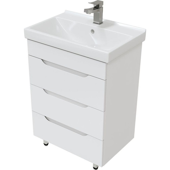 Комплект мебели Mirsant Soho quadro 60 см, белый (тумба + зеркало + пенал) фото 3