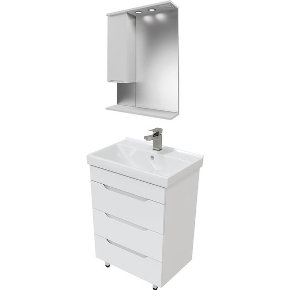 Комплект мебели Mirsant Soho quadro 60 см, белый (тумба + зеркало + пенал) фото 2