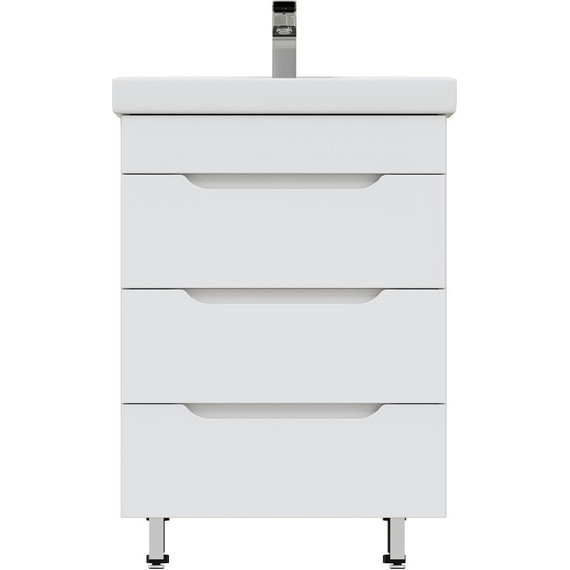 Комплект мебели Mirsant Soho quadro 60 см, белый (тумба + зеркало + пенал) фото 5