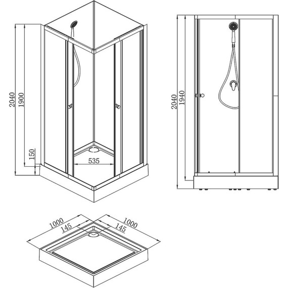 Душевая кабина Loranto Neo 100х100 см CS-21801-100, чёрный/прозрачное - 2 Душевая кабина Loranto Neo 100х100 см CS-21801-100, чёрный/прозрачное фото 2