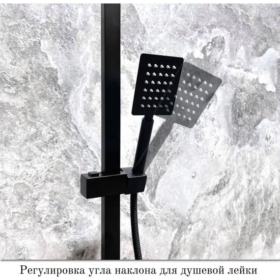 Душевой комплект Haiba: Душевая стойка HB23803-7 + смеситель для раковины HB10803-7, цвет чёрный - 5 Душевой комплект Haiba: Душевая стойка HB23803-7 + смеситель для раковины HB10803-7, цвет чёрный фото 5