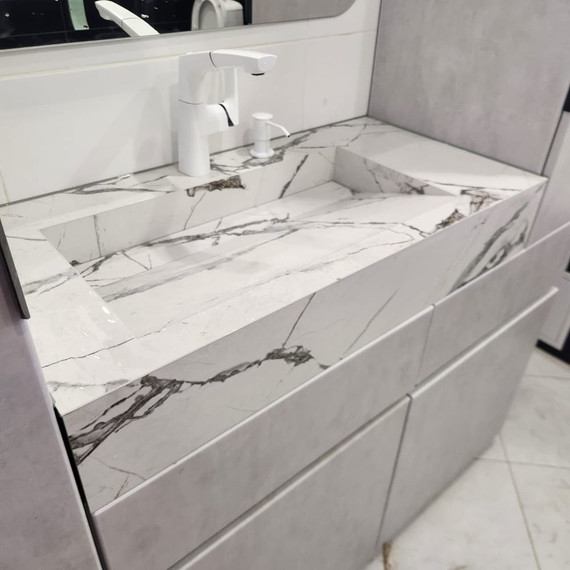 Дизайнерская раковина из керамогранита 100х60 см, цвет индивидуальный фото 4