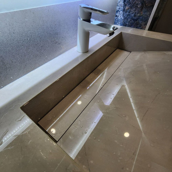 Дизайнерская раковина из керамогранита 120х60 см, цвет индивидуальный фото 8