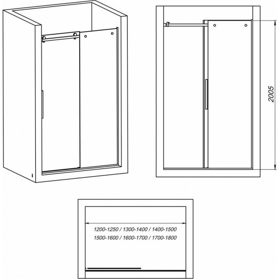 Душевая дверь Mirsant Vector 1 120-125 см (стекло 8 мм) хром/прозрачное фото 4