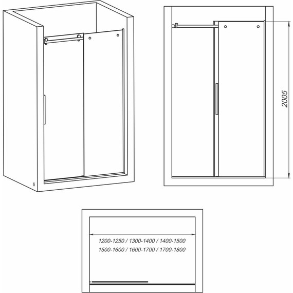 Душевая дверь Mirsant Vector 2 140-150 см (стекло 8 мм) хром/прозрачное фото 4