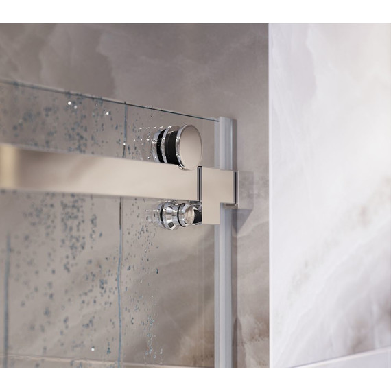 Душевая дверь Mirsant Vector 2 140-150 см (стекло 8 мм) хром/прозрачное фото 3